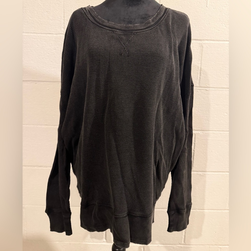 Cabela’s Natural Reflections Unisex Black Waffle Knit Sweatshirt 100% Cotton XL